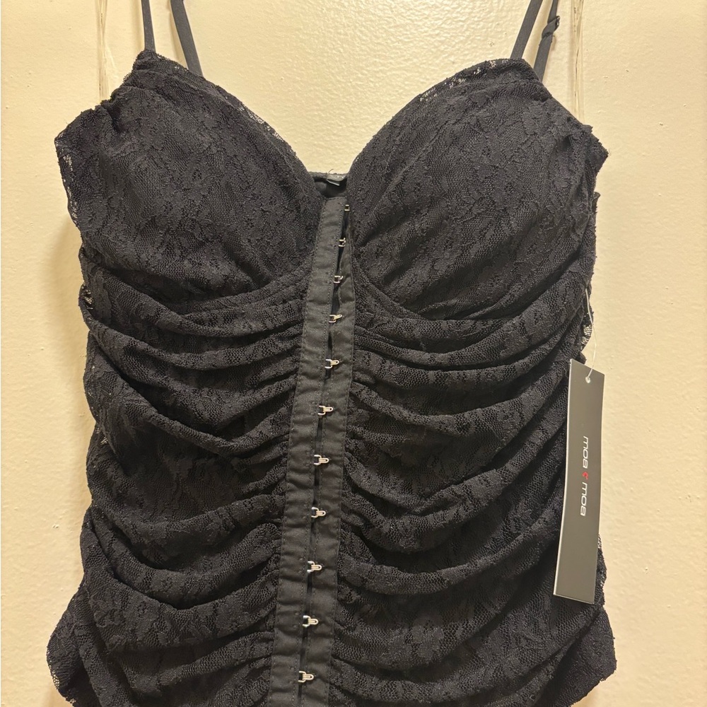 Moa Moa Black Textured Lace Top